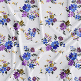 White Blue Floral Digital Printed Fabric Manufacturer In Surat